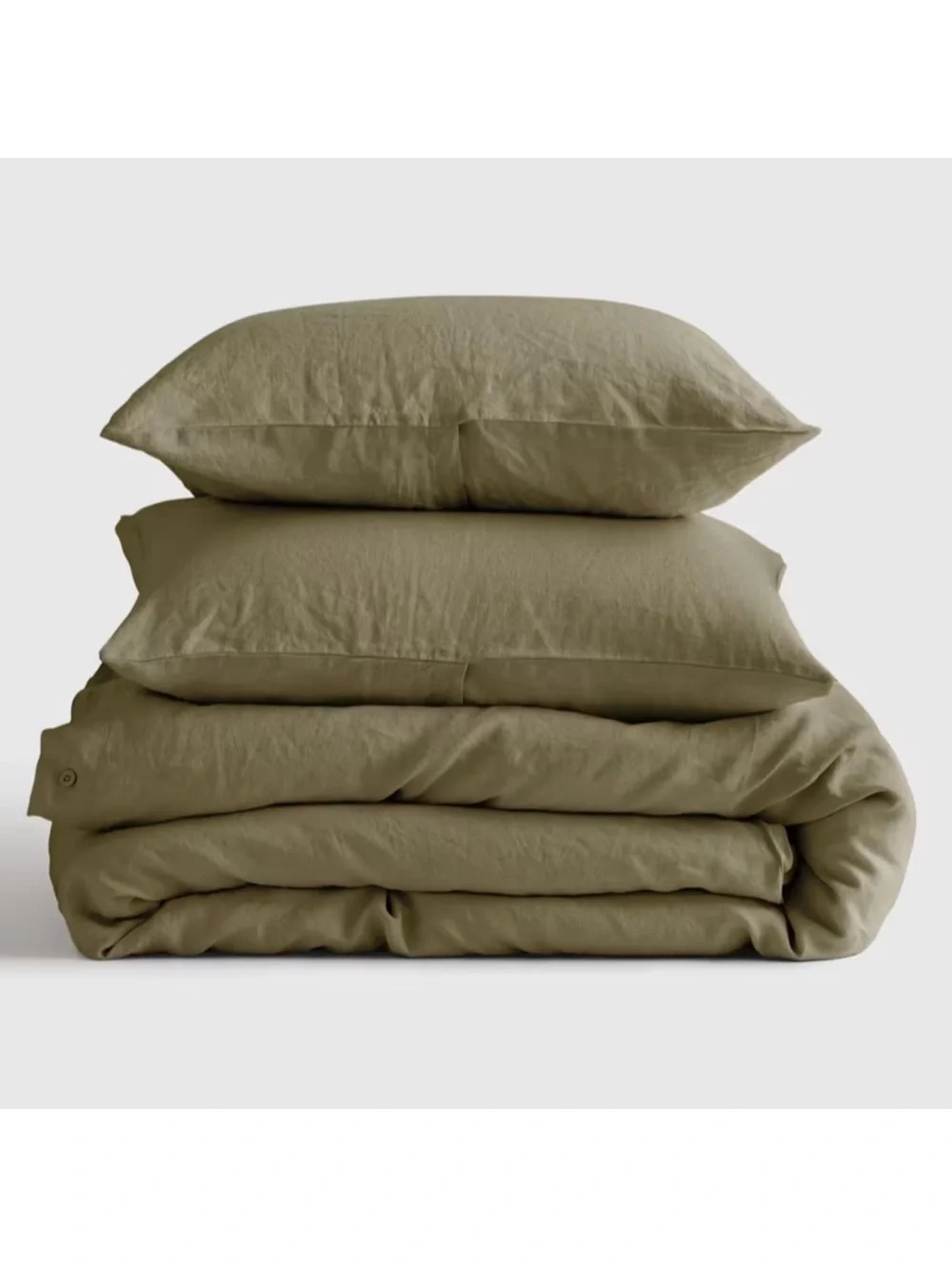 QUINCE European Linen Duvet Cover Set King/Cal King Aloe 9433